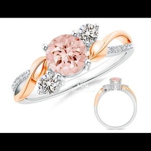 S925 & 18K RGP Pink & White Gem Ring Size 9